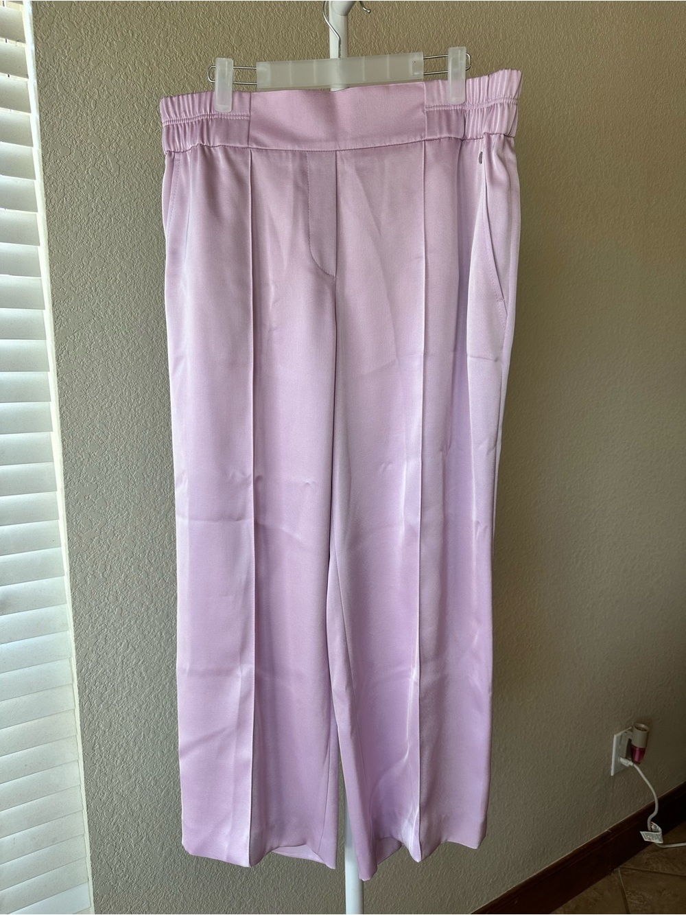 Marc Cain lilac purple satin wide leg high rise trouser size N5 or US 12 NWT